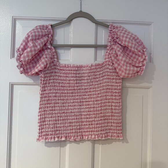 Chaser Women's Smocked Cropped Short Sleeve Top -- Medium - Picture 2 of 3